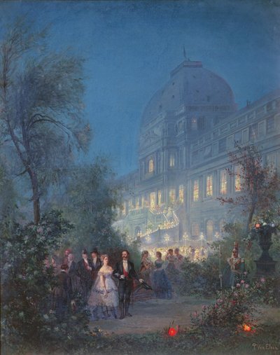 Party at the Tuileries for the International Exposition, 10th June 1867, Eugenie with Tsar Alexander II, and Napoleon III with the King of Prussia by Pierre Tetar van Elven